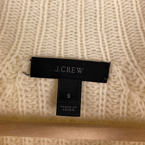 J. Crew Mockneck Tunic Sweater Cream Fine Wool Women's Small Mixed Fabric H4391 - Picture 5 of 9